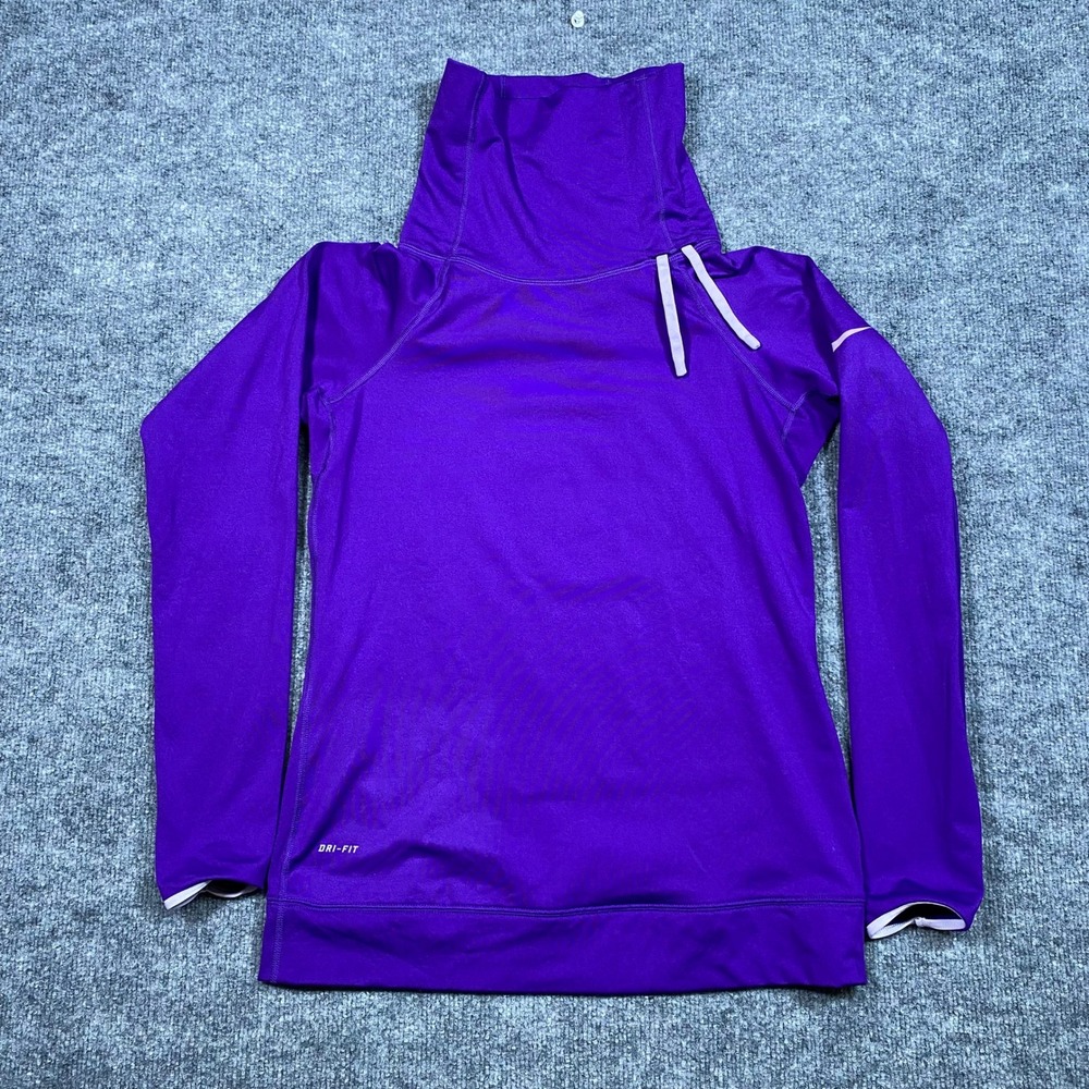 Nike Pro Dri-FIT Womens Purple Funnel Neck Long Sleeve Top 604947-504 Medium